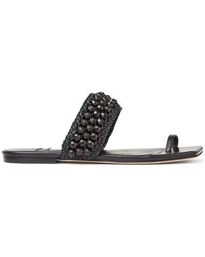 Jimmy Choo Amoure Beaded Flat Sandals - Black