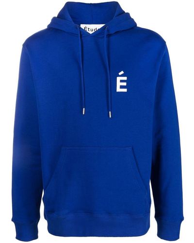 Etudes Studio Logo-print Long-sleeve Hoodie - Blue