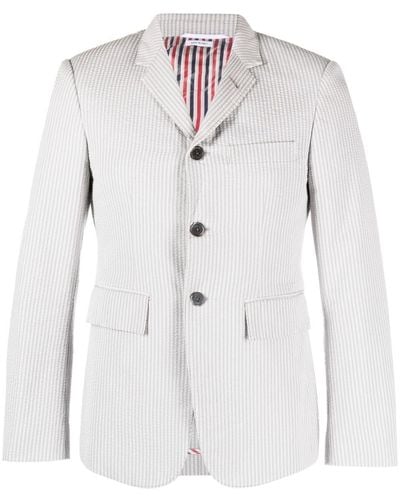 Thom Browne Stripe-print Seersucker Cotton Blazer - White