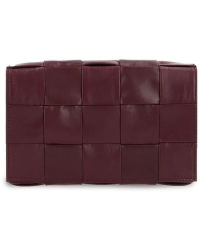 Bottega Veneta Intrecciato Cassette Leather Shoulder Bag - Purple