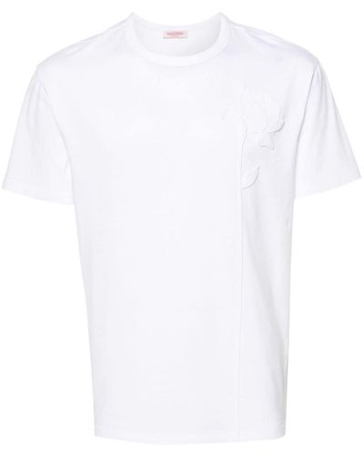 Valentino Garavani Katoenen T-shirt Met Bloemenpatch - Wit