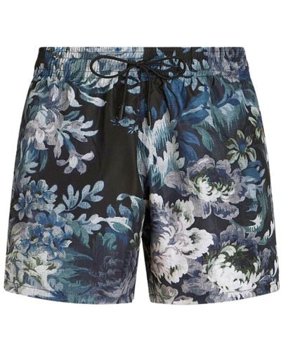 Etro Floral-print Swim Shorts - Grey