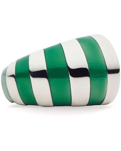 Ferragamo Asymmetric Enamel-striped Ring - Green