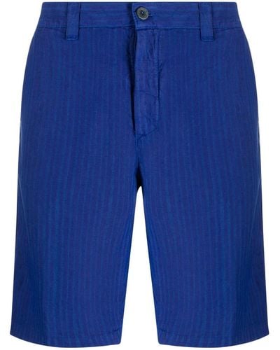 120% Lino Striped Linen Bermuda Shorts - Blue