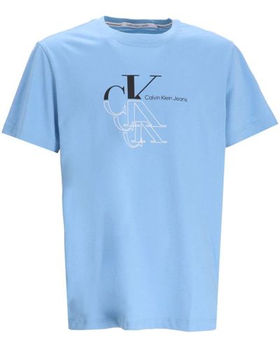 Calvin Klein Logo-print Cotton T-shirt - Blue