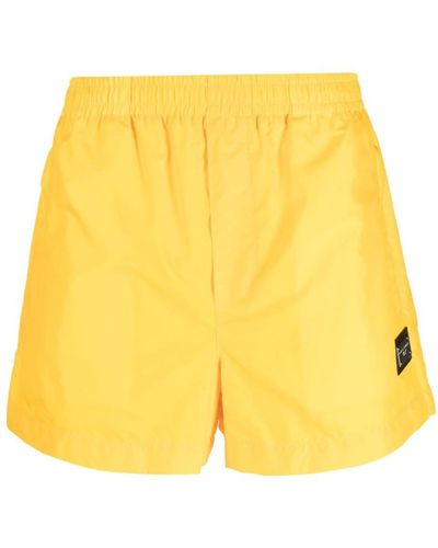 Dolce & Gabbana Logo-patch Elasticated Swim Shorts - Yellow