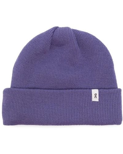 On Shoes Logo-patch wool beanie - Lila