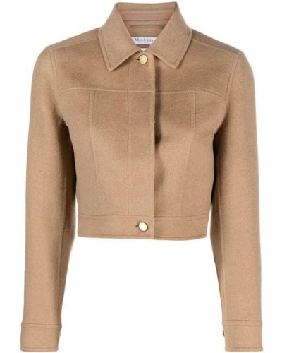 Max Mara Cropped Fitted Jacket - Natural