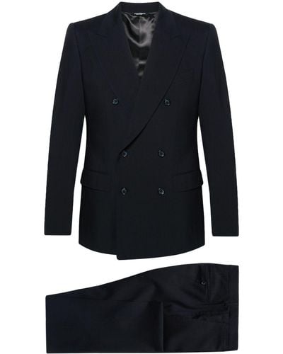 Dolce & Gabbana Double-breasted "sicilia" Suit In Stretch Wool - Blue