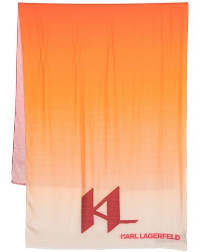 Karl Lagerfeld Sjaal Met Bloemenprint - Oranje