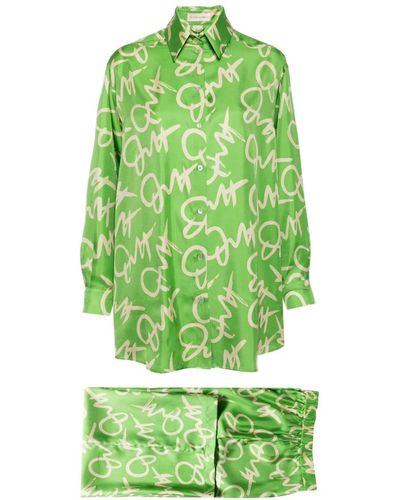 Olivia Von Halle Zijden Pyjama - Groen