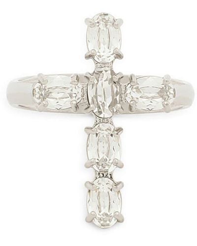 Dolce & Gabbana DNA Ring in Kreuzform mit Kristallen - Weiß