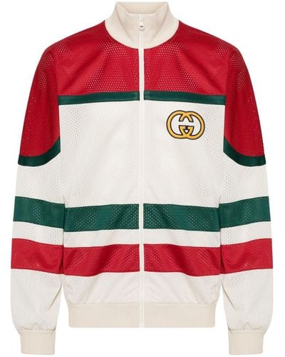 Gucci Mesh Fabric Zip Jacket - Red