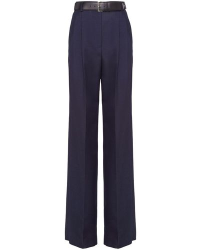 Prada High-rise Pleated Trousers - Blue