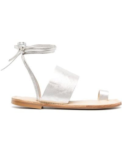 Rodebjer Metallic Toe-strap Sandals - White