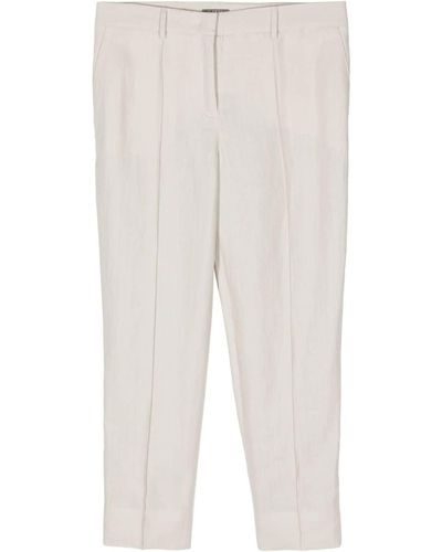 N.Peal Cashmere Harper Linen Cropped Pants - White
