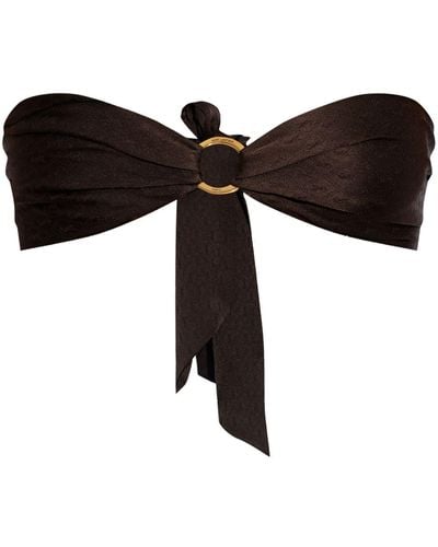 Saint Laurent Strapless Silk Top - Black