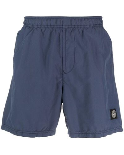 Stone Island Logo-patch Mini Shorts - Blue