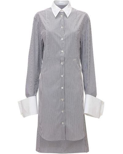 JW Anderson Striped Cotton Shirt Dress - Grey