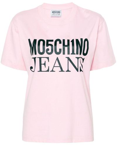 Moschino Jeans T-Shirt mit Logo-Print - Pink