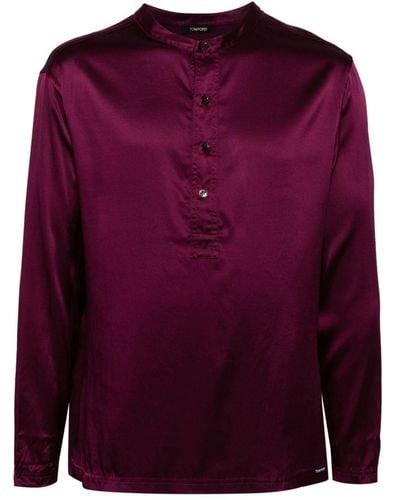 Tom Ford Silk-blend Pyjama Shirt - Purple