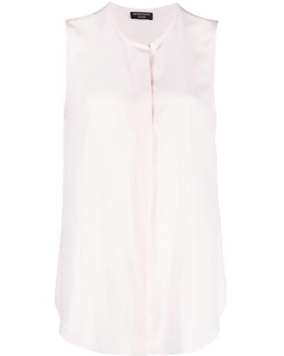 Emporio Armani Silk Sleeveless Shirt - White