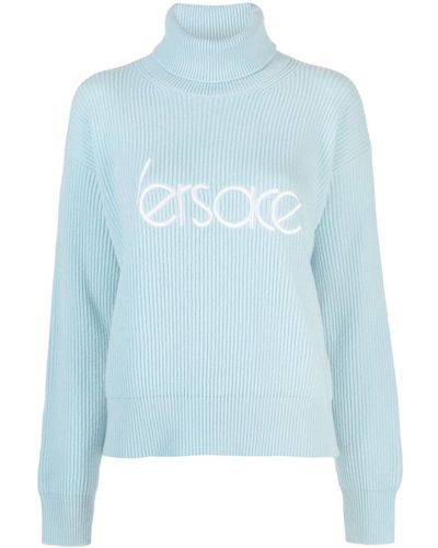 Versace 1978 Re-edition Logo-embroidered Sweater - Blue