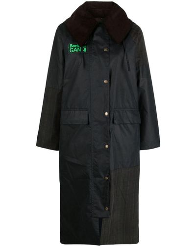 Barbour X Ganni manteau texturé à capuche - Noir