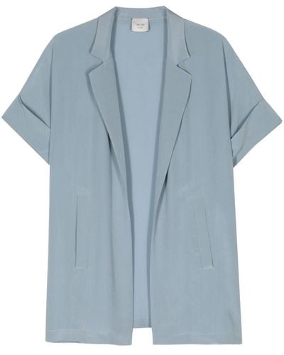 Alysi Crepe Couture Blazer mit kurzen Ärmeln - Blau