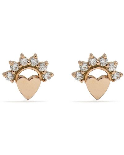 Nouvel Heritage 18kt Rose Gold Mystic Love Diamond Stud Earrings - Metallic