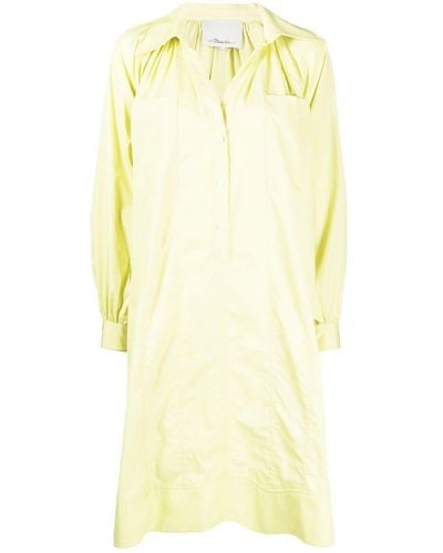 3.1 Phillip Lim Shirred Puff-sleeves Shirt Dress - Yellow