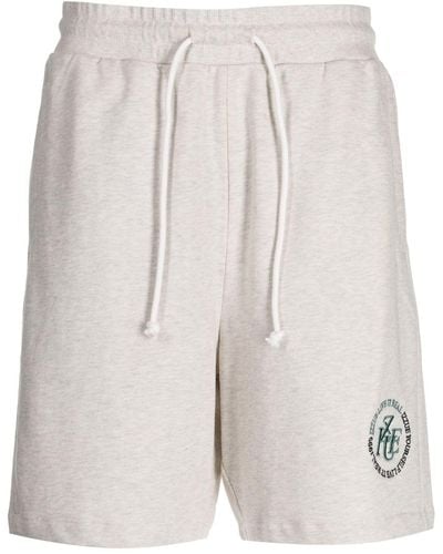 Izzue Logo-embroidered Cotton Shorts - Gray