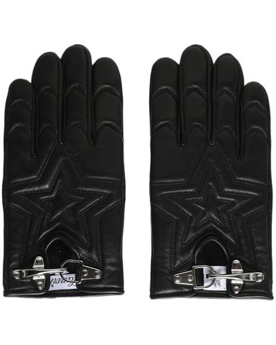 Lanvin Star-embroidered Leather Gloves - Black