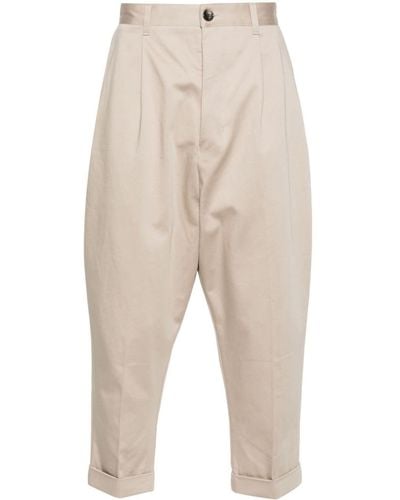Ami Paris Pleat-detail cotton trousers - Natur