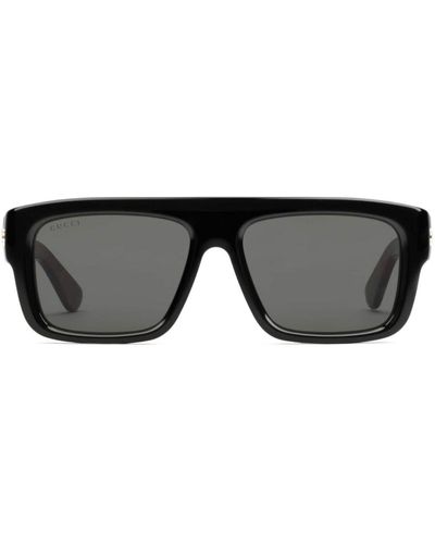Gucci Gafas de sol rectangulares con efecto carey - Negro