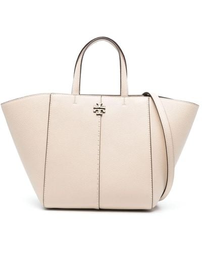 Tory Burch Mcgraw Leather Tote Bag - Natural