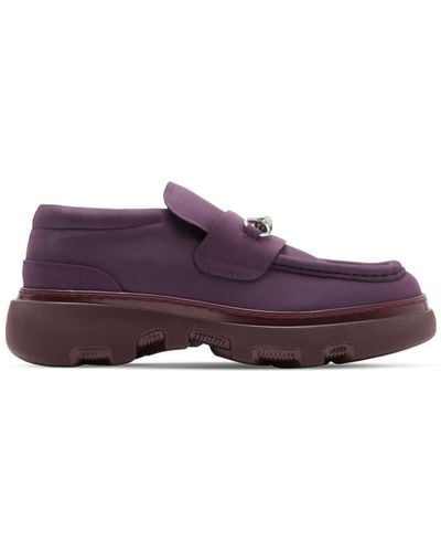 Burberry Creeper Clamp Barbed-wire Suede Loafers - Purple
