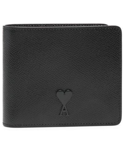 Ami Paris Ami De Coeur Leather Wallet - Black