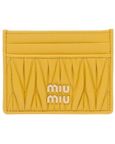 Miu Miu Matelassé Nappa-leather Card Holder - Yellow