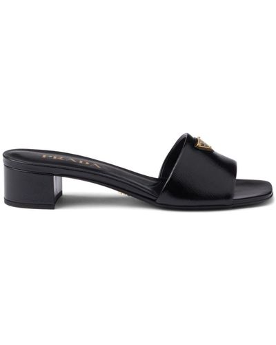 Prada 35mm Logo-appliqué Mules - Black