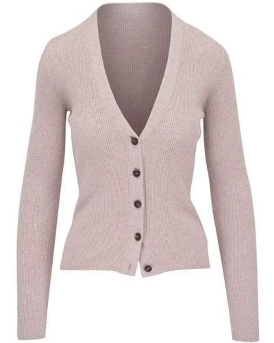 Brunello Cucinelli V-neck Ribbed-knit Cardigan - Pink