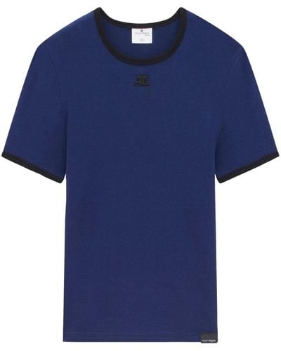 Courreges Short-sleeve Cotton T-shirt - Blue