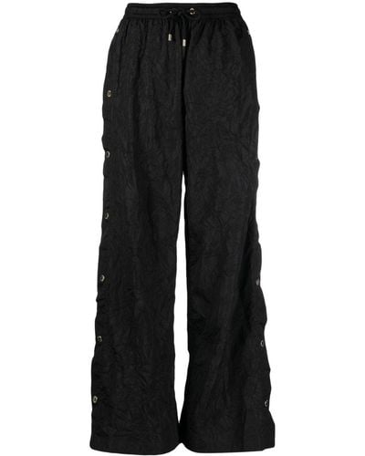 P.E Nation Volley Crinkled-finish Wide-leg Trousers - Black