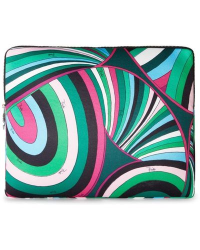 Emilio Pucci Marmo-print Laptop Case - Green