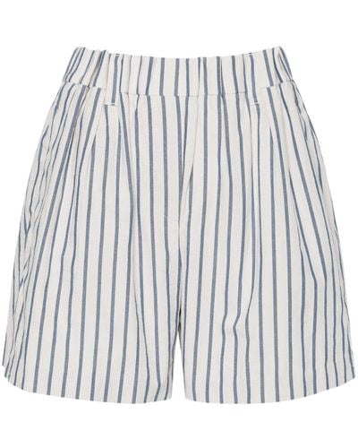 Brunello Cucinelli High-waist Striped Shorts - White