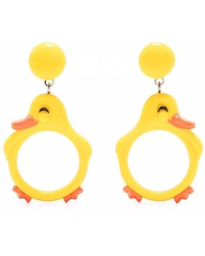 Moschino Drop Duck Clip-on Earrings - Yellow