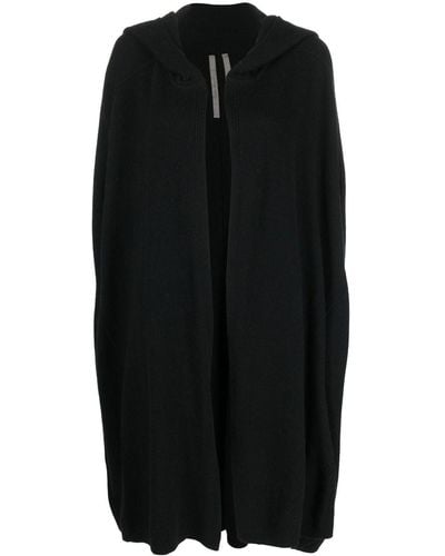 Rick Owens Hooded Knitted Cardi-coat - Black