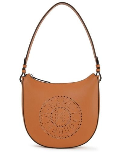 Karl Lagerfeld K/circle Perforated-logo Shoulder Bag - Brown