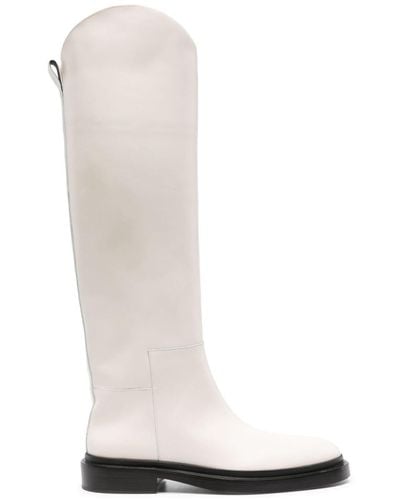 Jil Sander Leather Knee-high Riding Boots - White