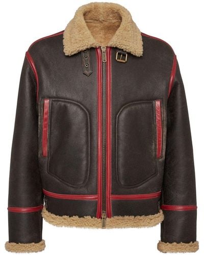 DSquared² Fur-lining Leather Jacket - Black
